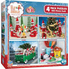 MasterPieces-Elf on the Shelf - 4-Pack - 100 Piece Puzzles - Series 2-12327-Legacy Toys
