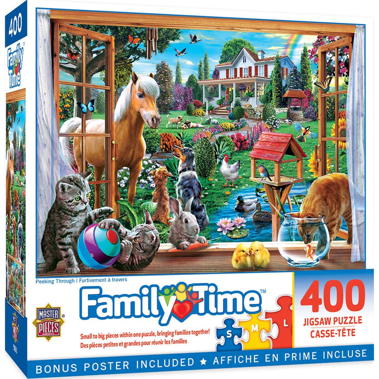 MasterPieces-Family Time - Peeking Through - 400 Piece Puzzle-31902-Legacy Toys