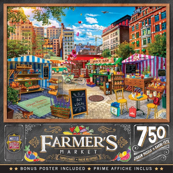 MasterPieces-Farmer's Market - Buy Local Honey - 750 Piece Puzzle-32017-Legacy Toys