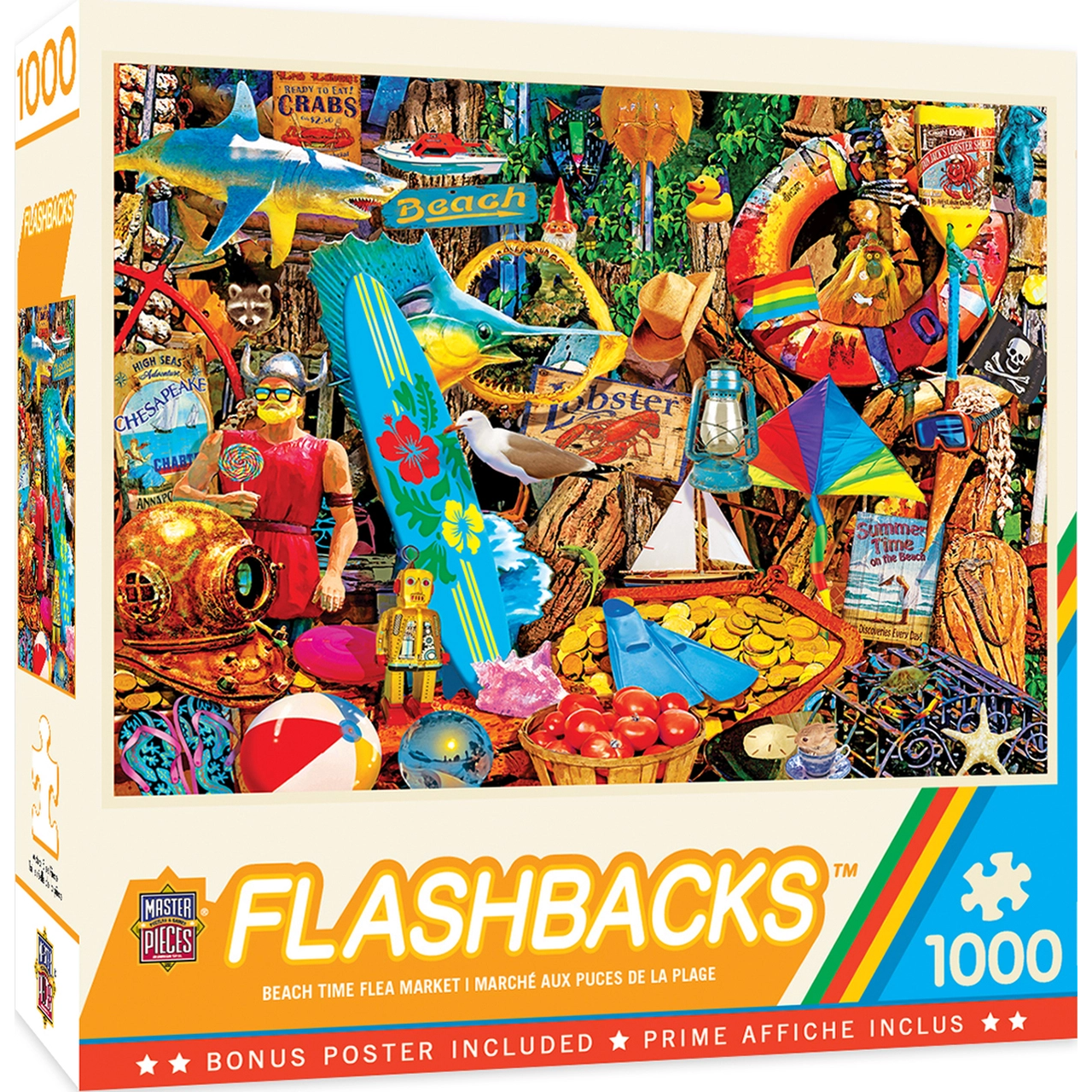 MasterPieces-Flashbacks - Beach Time Flea Market - 1000 Piece EZGrip Puzzle-72038-Legacy Toys