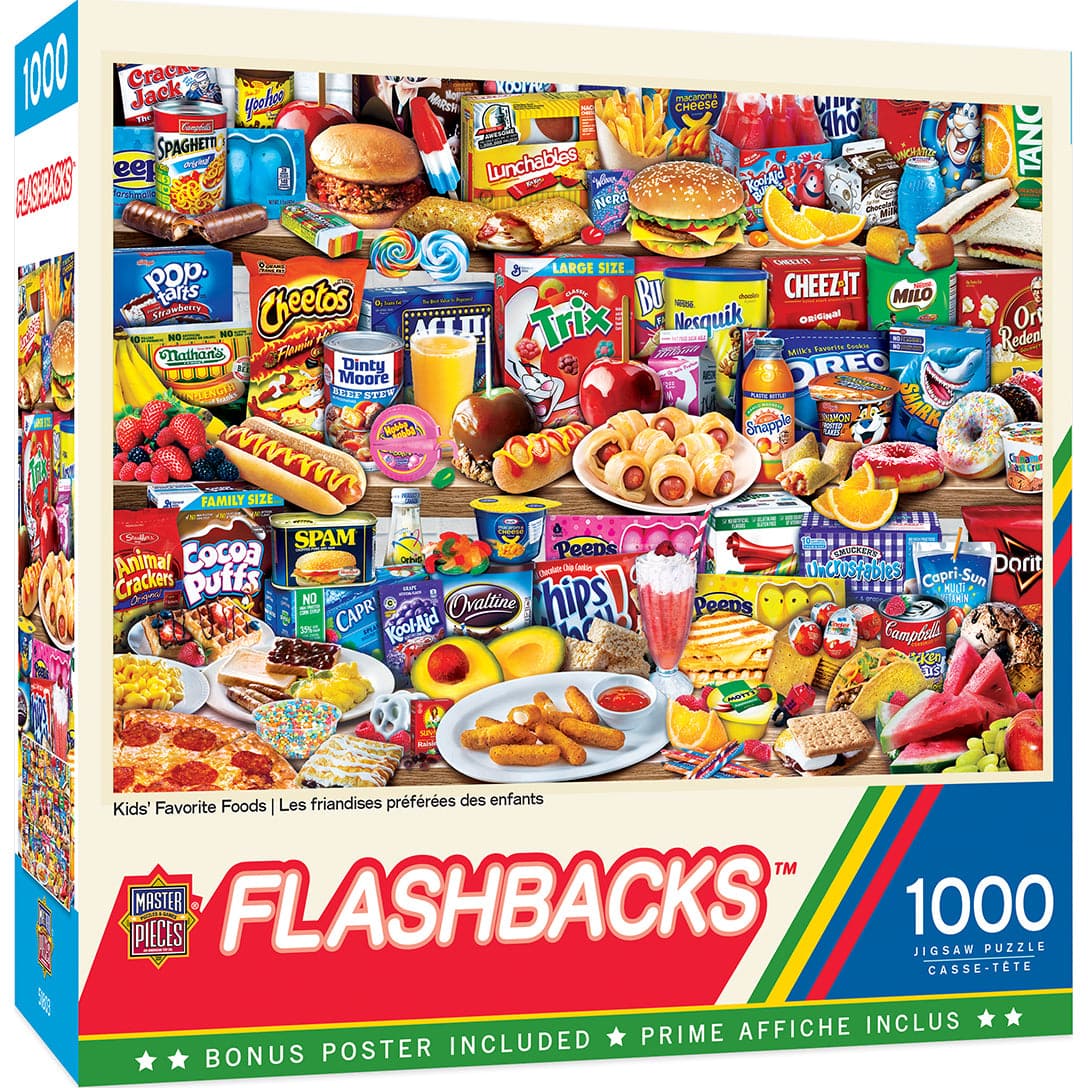 MasterPieces-Flashbacks - Kids Favorite Foods - 1000 Piece Puzzle-72140-Legacy Toys