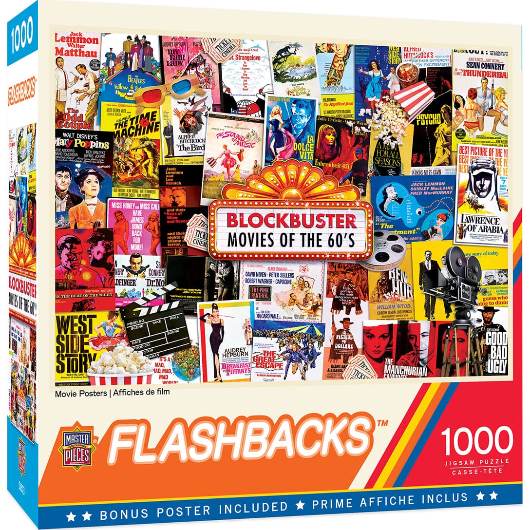 MasterPieces-Flashbacks - Movie Posters - 1000 Piece Puzzle-72138-Legacy Toys