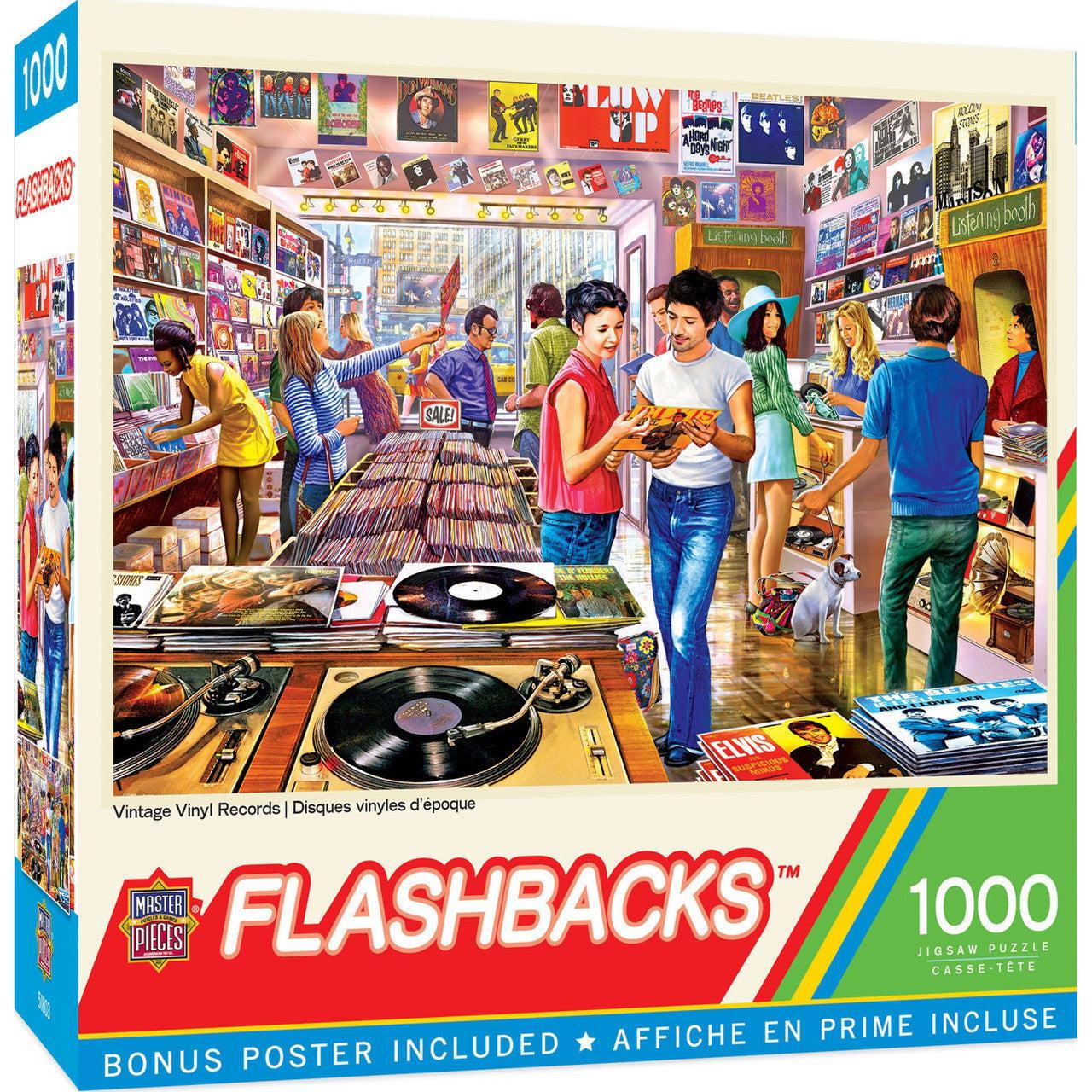 MasterPieces-Flashbacks - Vintage Vinyl Records - 1000 Piece Puzzle-72251-Legacy Toys