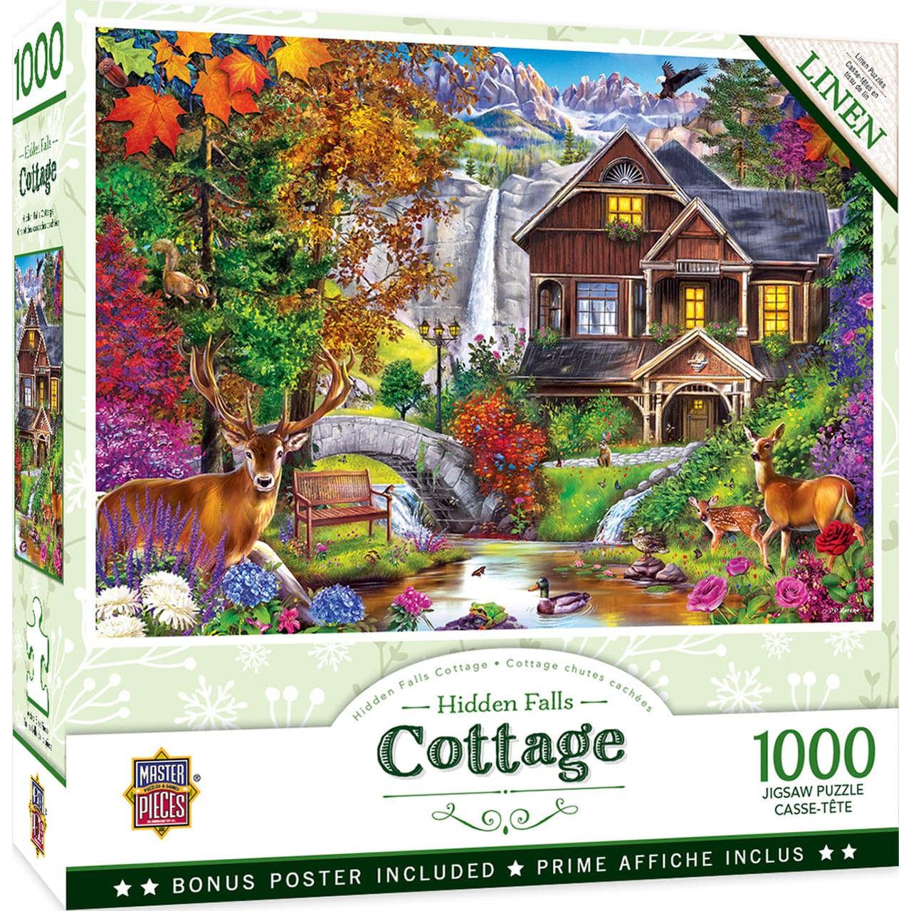 MasterPieces-Flower Cottages - Hidden Falls Cottage - 1000 Piece Puzzle-71985-Legacy Toys