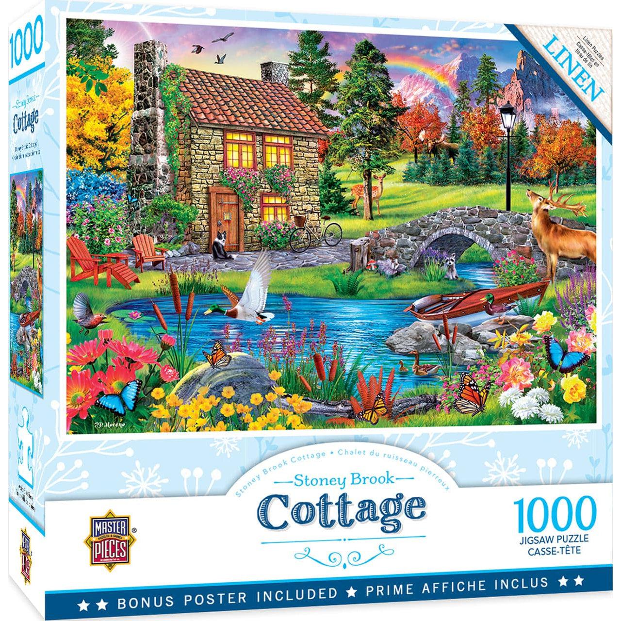 MasterPieces-Flower Cottages - Stoney Brook Cottage - 1000 Piece Puzzle-71984-Legacy Toys
