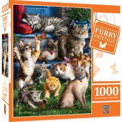 MasterPieces-Furry Friends - Butterfly Chasers - 1000 Piece Puzzle-71909-Legacy Toys