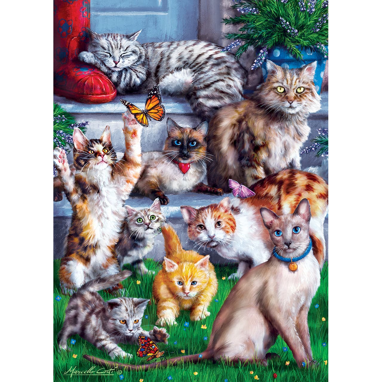 MasterPieces-Furry Friends - Butterfly Chasers - 1000 Piece Puzzle-71909-Legacy Toys