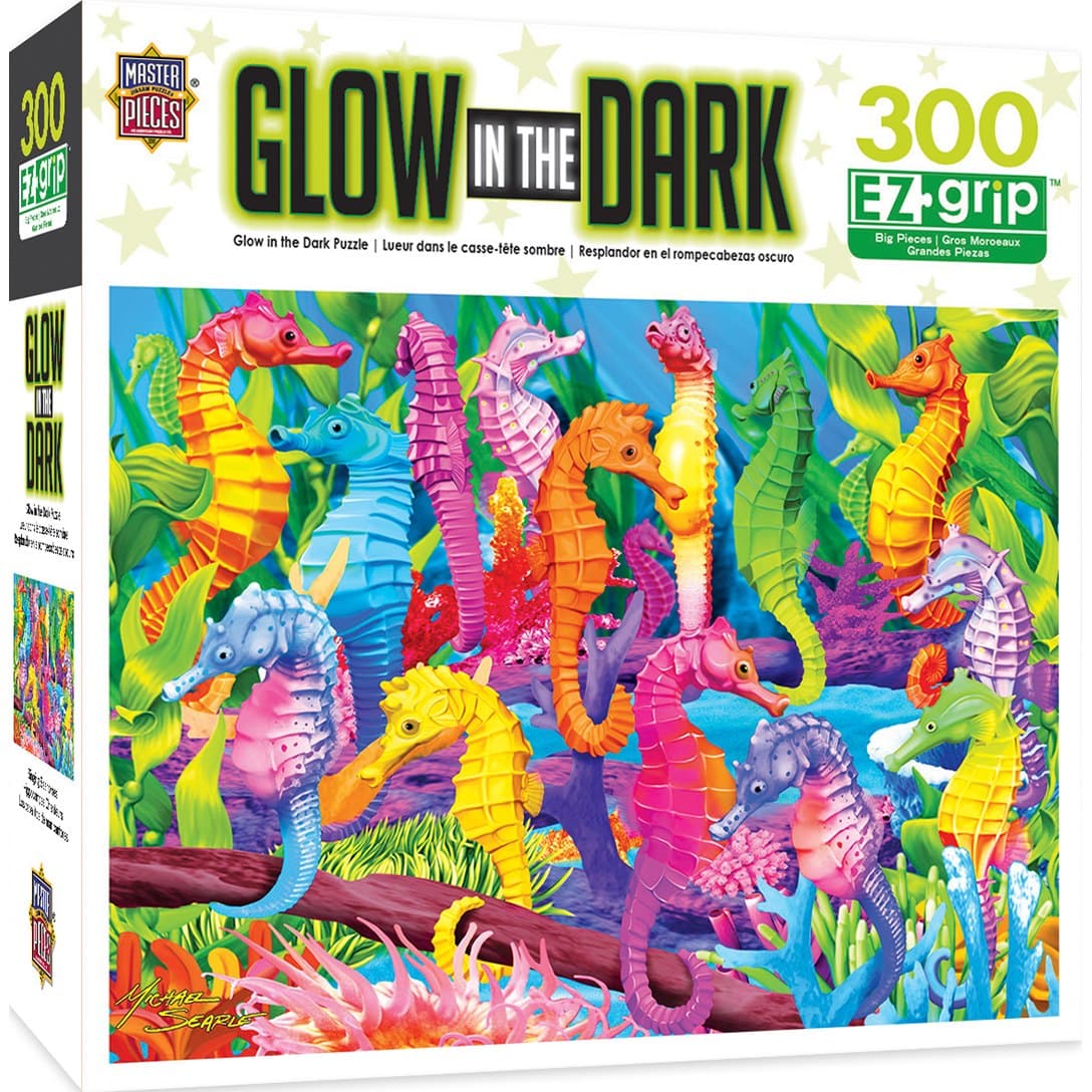 MasterPieces-Glow in the Dark - Singing Seahorses - 300 Piece Puzzle-32075-Legacy Toys