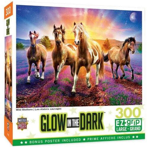 MasterPieces-Glow in the Dark - Wild Stallions - 300 Piece Puzzle-32188-Legacy Toys