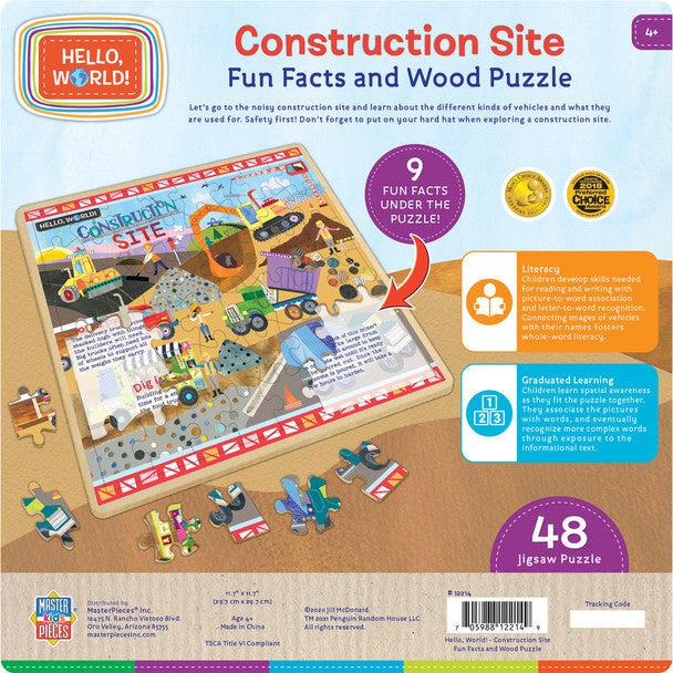 MasterPieces-Hello World! Construction Site - 48pc Wood Puzzle-13396-Legacy Toys