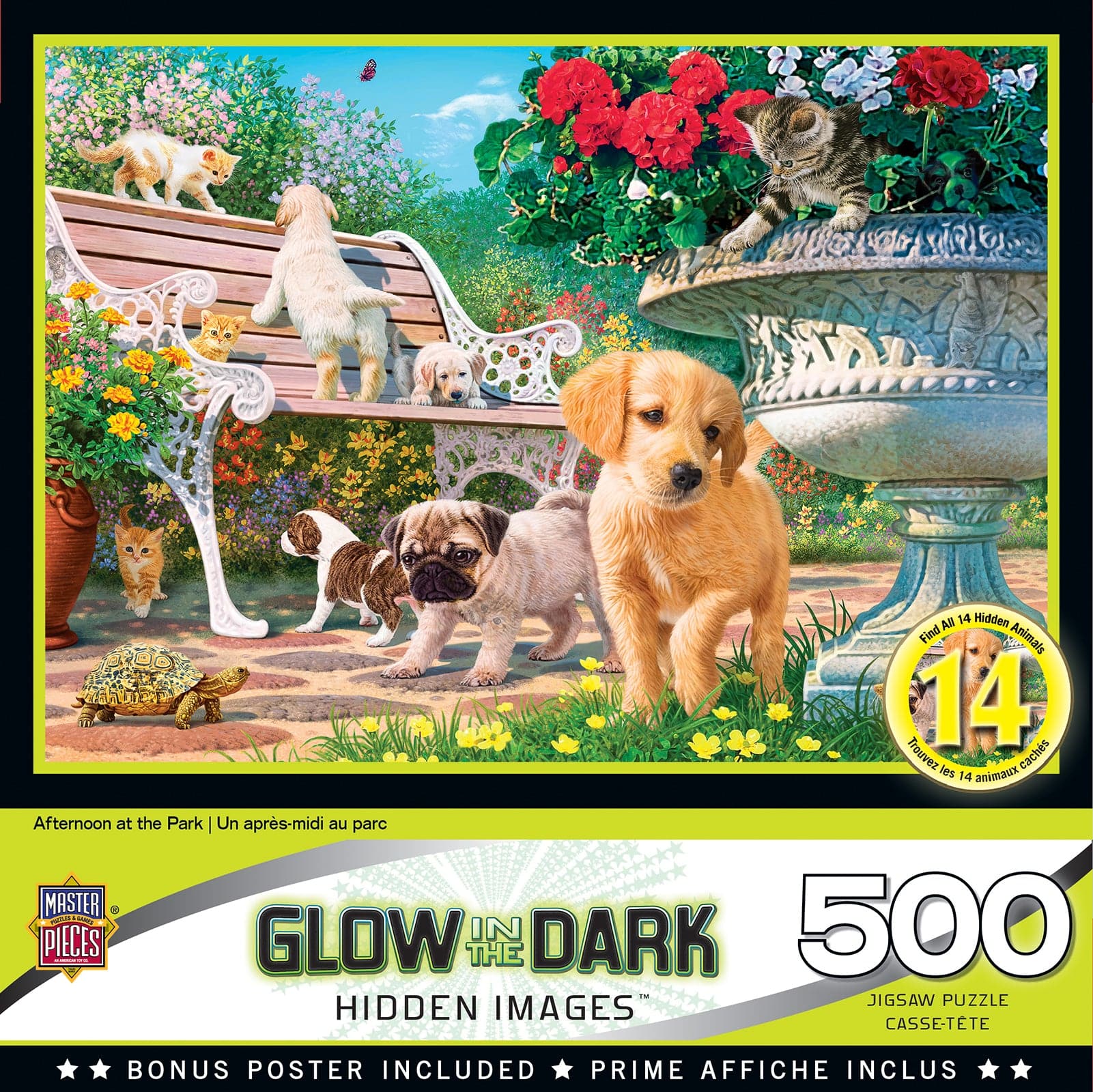 MasterPieces-Hidden Images Glow In The Dark - Afternoon at the Park - 500 Piece Puzzle-31840-Legacy Toys