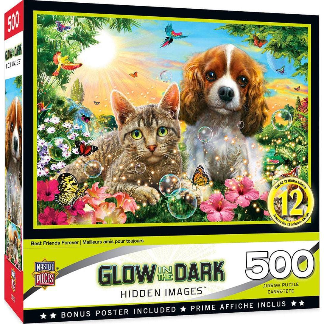 MasterPieces-Hidden Images Glow In The Dark - Best Friends Forever - 500 Piece Puzzle-32130-Legacy Toys