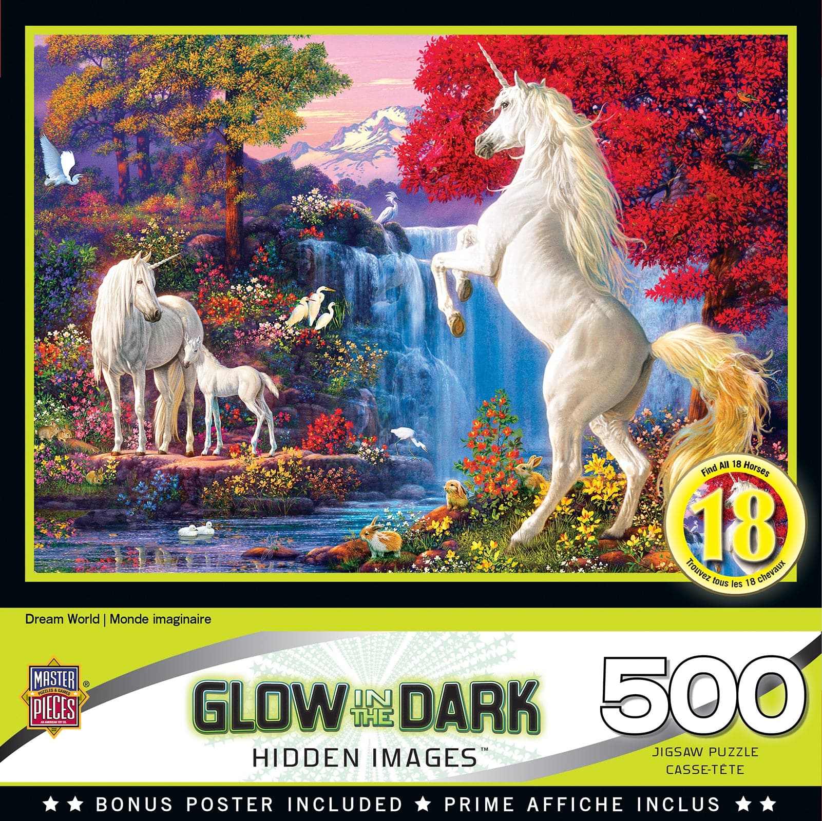 MasterPieces-Hidden Images Glow In The Dark - Dream World - 500 Piece Puzzle-31688-Legacy Toys