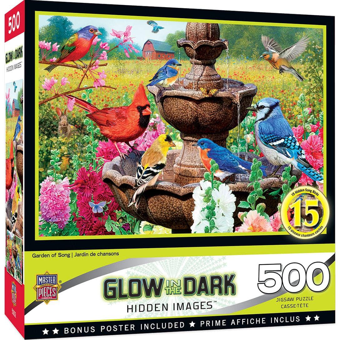 MasterPieces-Hidden Images Glow In The Dark - Garden of Song - 500 Piece Puzzle-31983-Legacy Toys