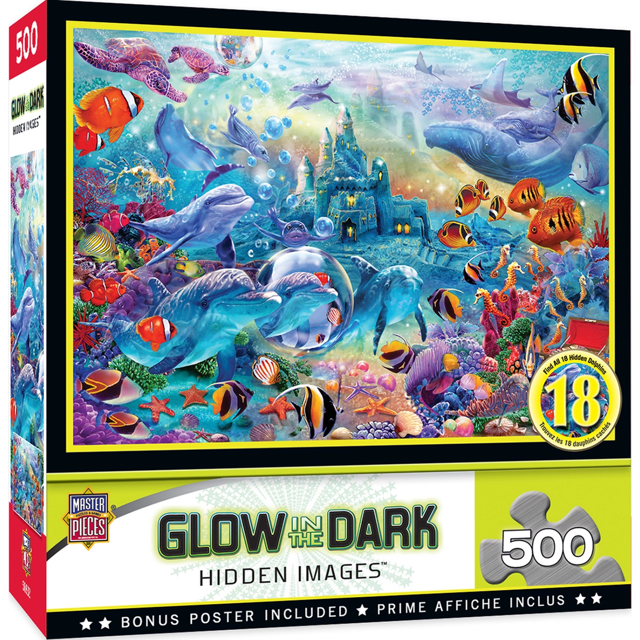 MasterPieces-Hidden Images Glow In The Dark - Sea Castle Delight - 500 Piece Puzzle-32018-Legacy Toys