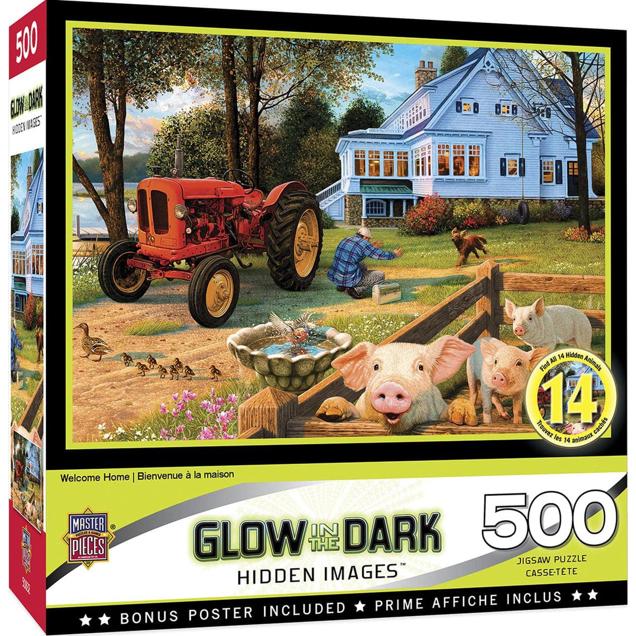MasterPieces-Hidden Images Glow in the Dark - Welcome Home - 500 Piece Puzzle-31839-Legacy Toys