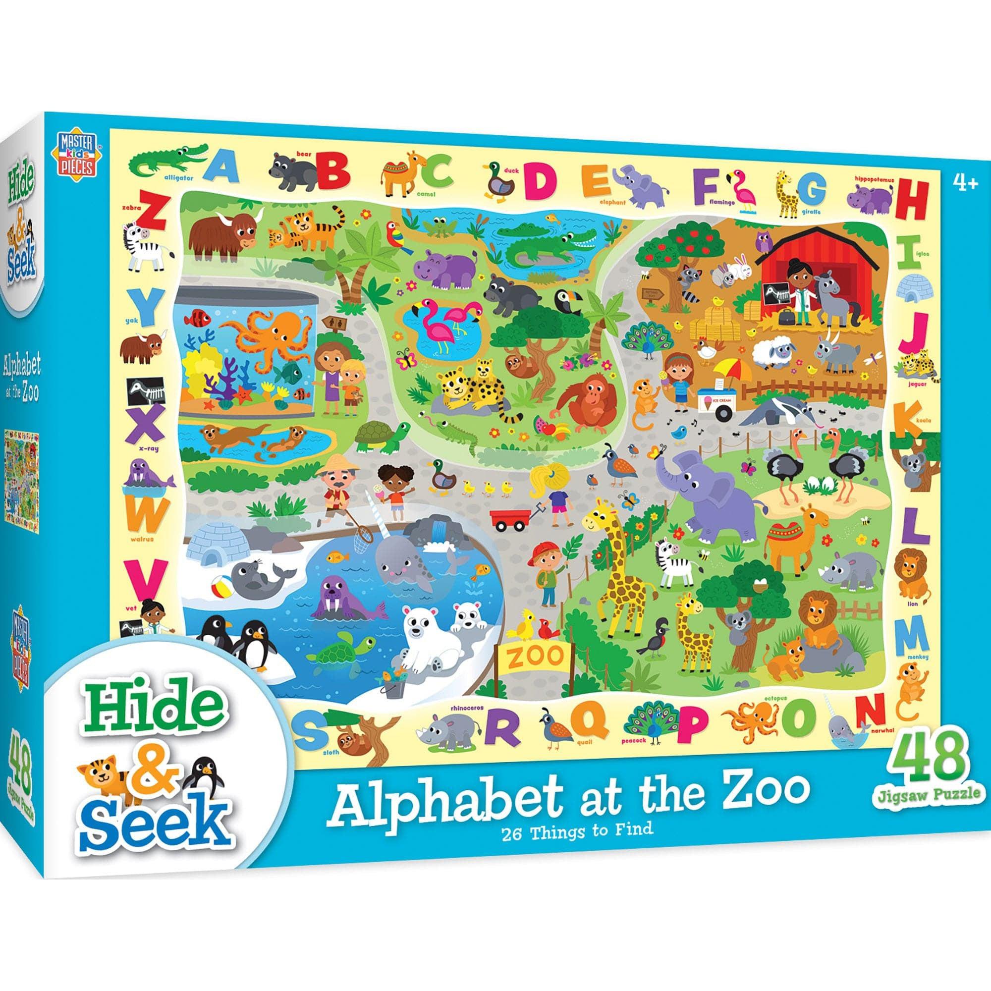 MasterPieces-Hide & Seek - Alphabet at the Zoo - 48pc Puzzle-12210-Legacy Toys