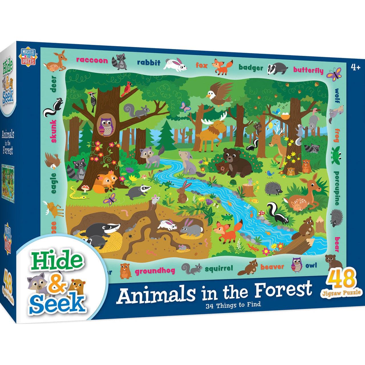 MasterPieces-Hide & Seek - Animals in the Forest - 48pc Puzzle-12329-Legacy Toys