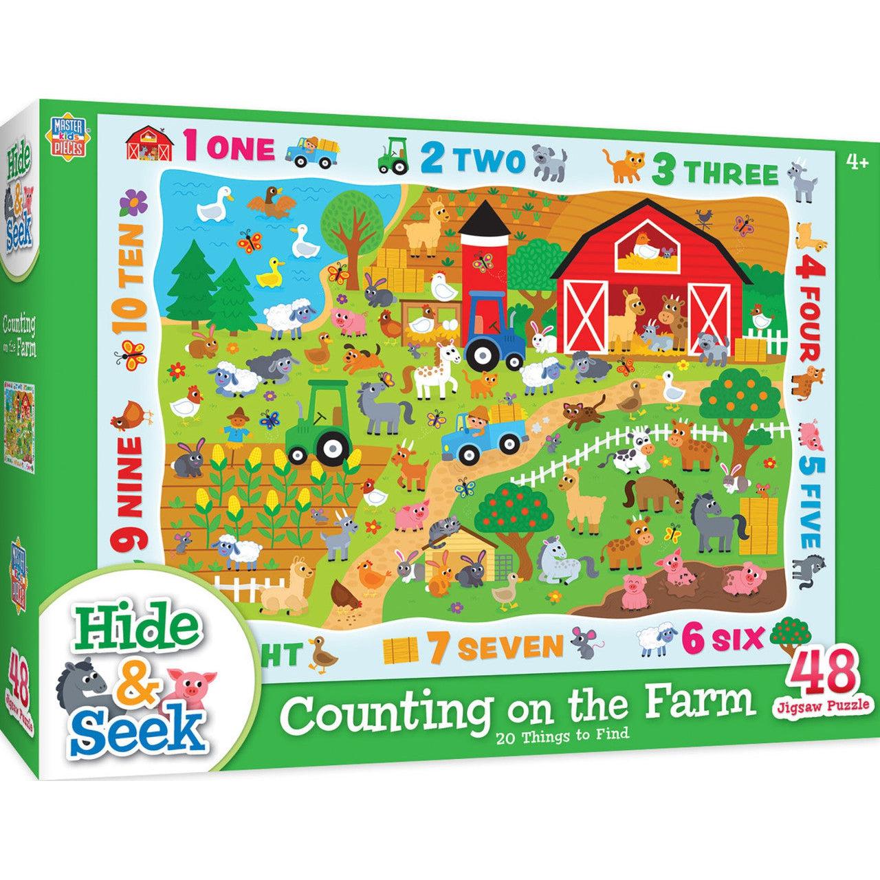 MasterPieces-Hide & Seek - Counting on the Farm - 48pc Puzzle-12207-Legacy Toys