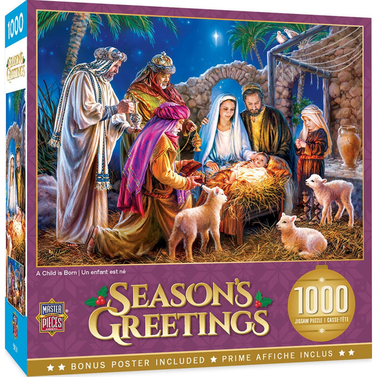 MasterPieces-Holiday - A Child is Born - 1000 Piece Puzzle-71673-Legacy Toys