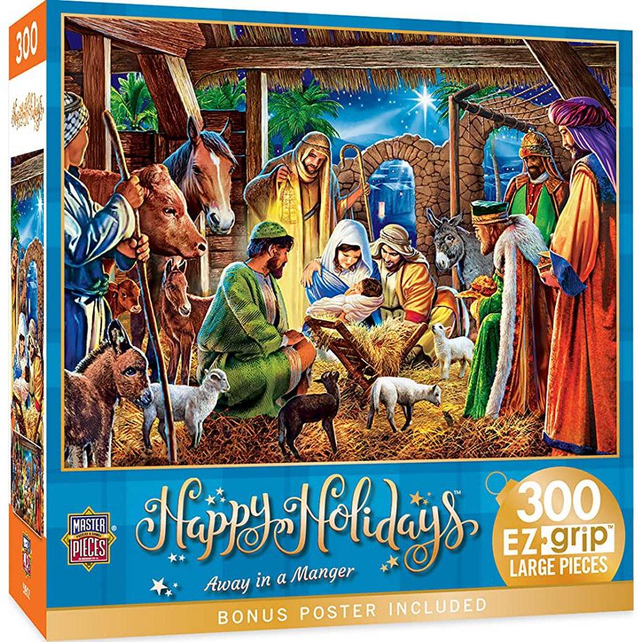 MasterPieces-Holiday - Away in a Manger - 300 Piece EzGrip Puzzle-31912-Legacy Toys