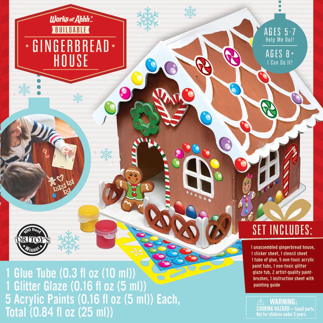 MasterPieces-Holiday Buildable Wood Paint Kit - Gingerbread House-21847-Legacy Toys