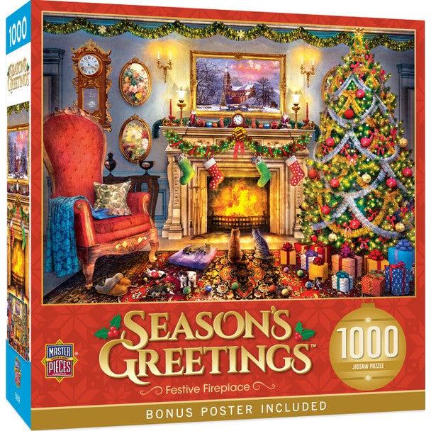 MasterPieces-Holiday - Festive Fireplace - 1000 Piece Puzzle-72313-Legacy Toys