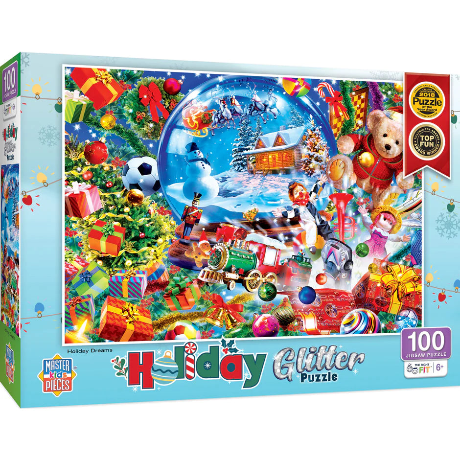 MasterPieces-Holiday - Holiday Dreams - 100 Piece Glitter Puzzle-12245-Legacy Toys