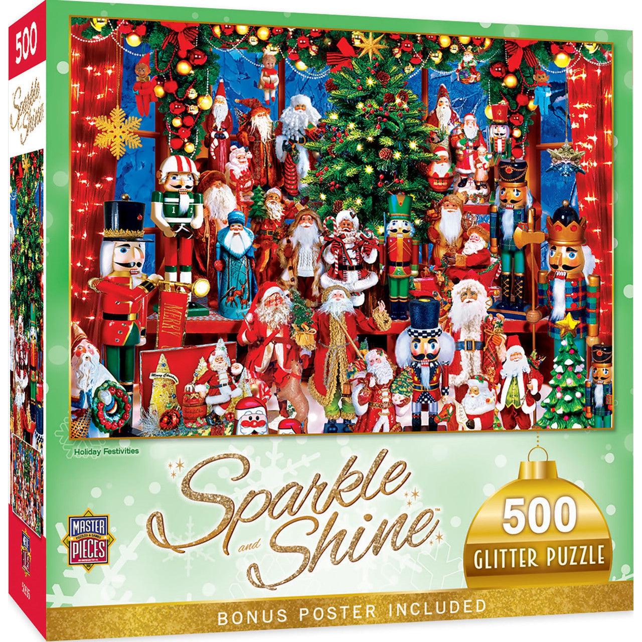 MasterPieces-Holiday - Holiday Festivities - 500 Piece Glitter Puzzle-32066-Legacy Toys