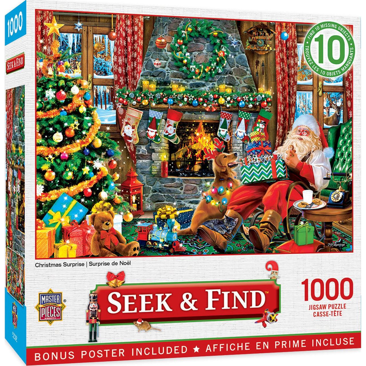 MasterPieces-Holiday - Seek & Find - Christmas Surprise 1000 Piece Puzzle-72299-Legacy Toys