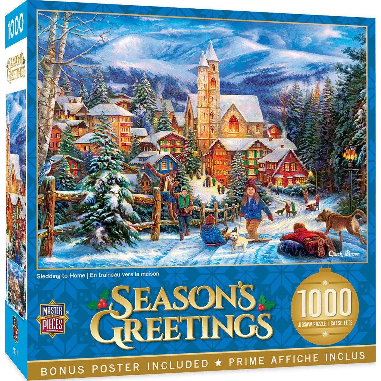 MasterPieces-Holiday - Sledding to Home - 1000 Piece Puzzle-72178-Legacy Toys