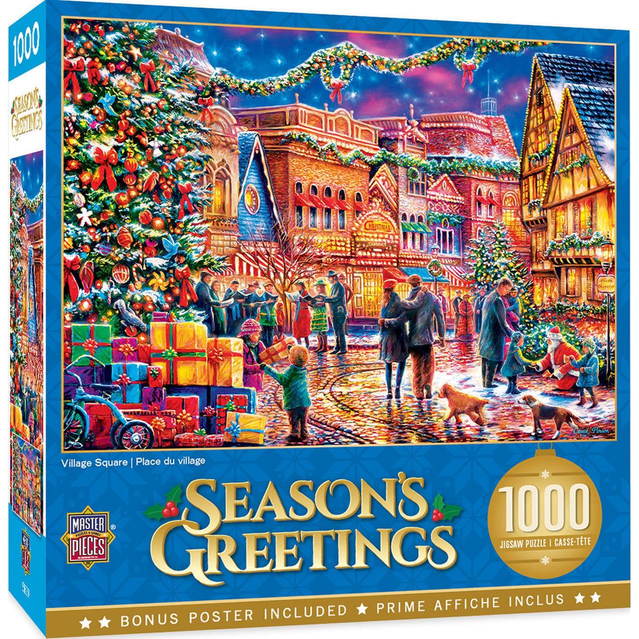 MasterPieces-Holiday - Village Square - 1000 Piece Puzzle-71983-Legacy Toys