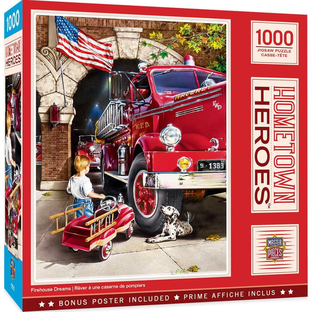 MasterPieces-Hometown Heroes - Firehouse Dreams - 1000 Piece Puzzle-72066-Legacy Toys