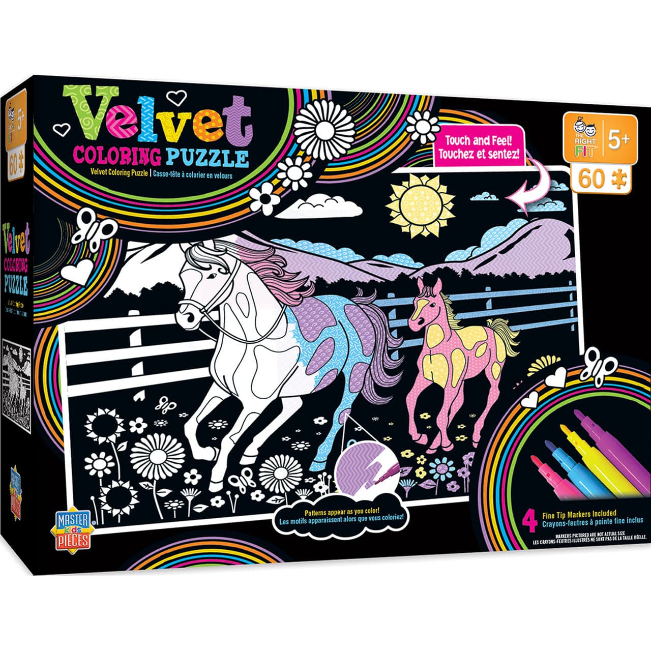 MasterPieces-Horse and Pony Velvet Coloring - 60pc Puzzle-12997-Legacy Toys