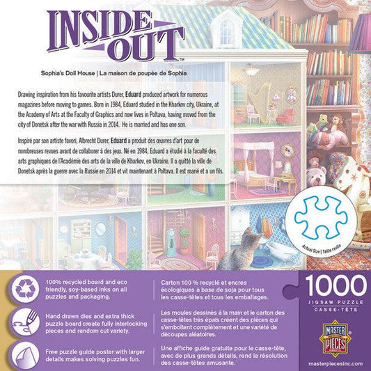 MasterPieces-Inside Out - Sophia's Dollhouse - 1000 Piece Puzzle-71837-Legacy Toys
