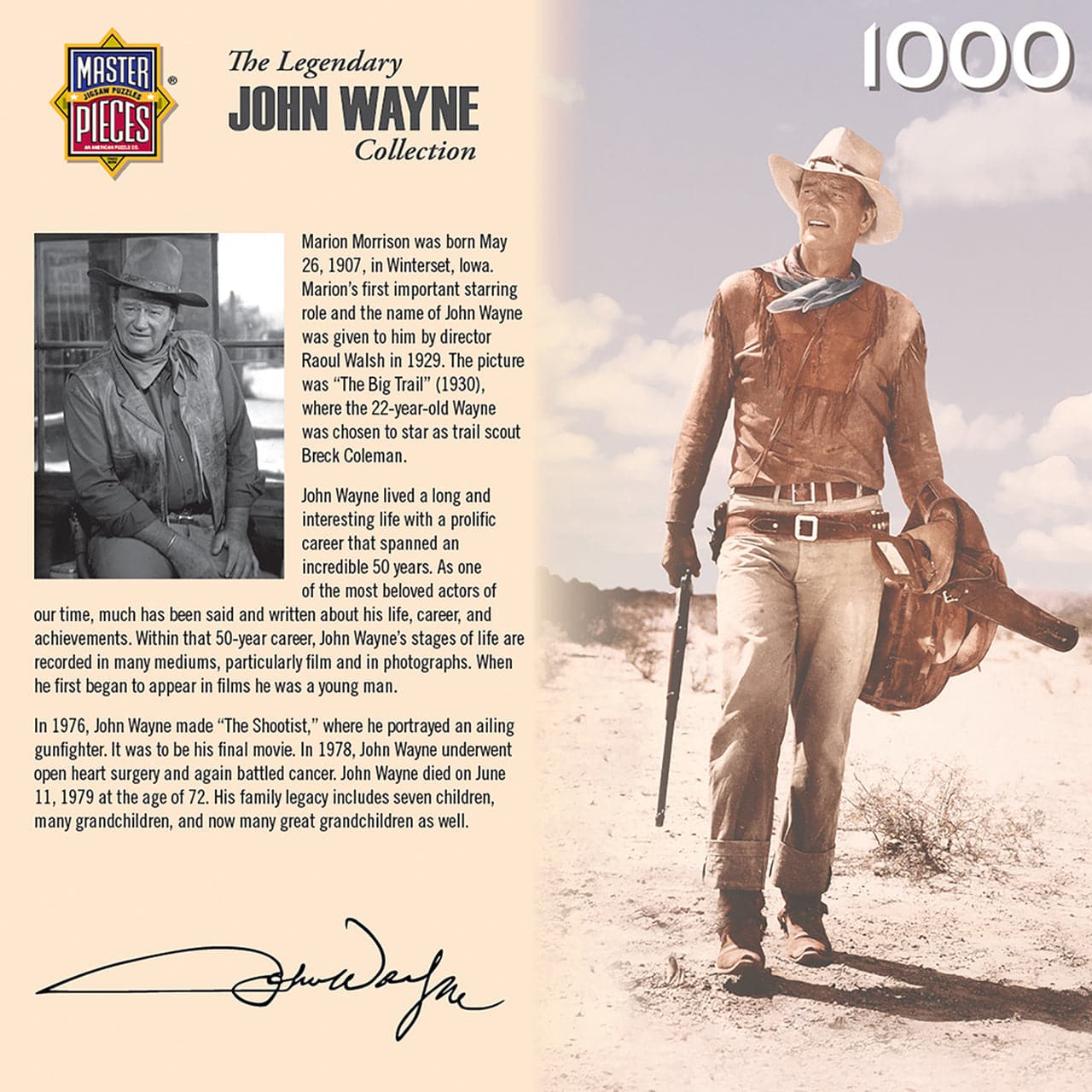 MasterPieces-John Wayne - America's Cowboy - 1000 Piece Puzzle-71238-Legacy Toys