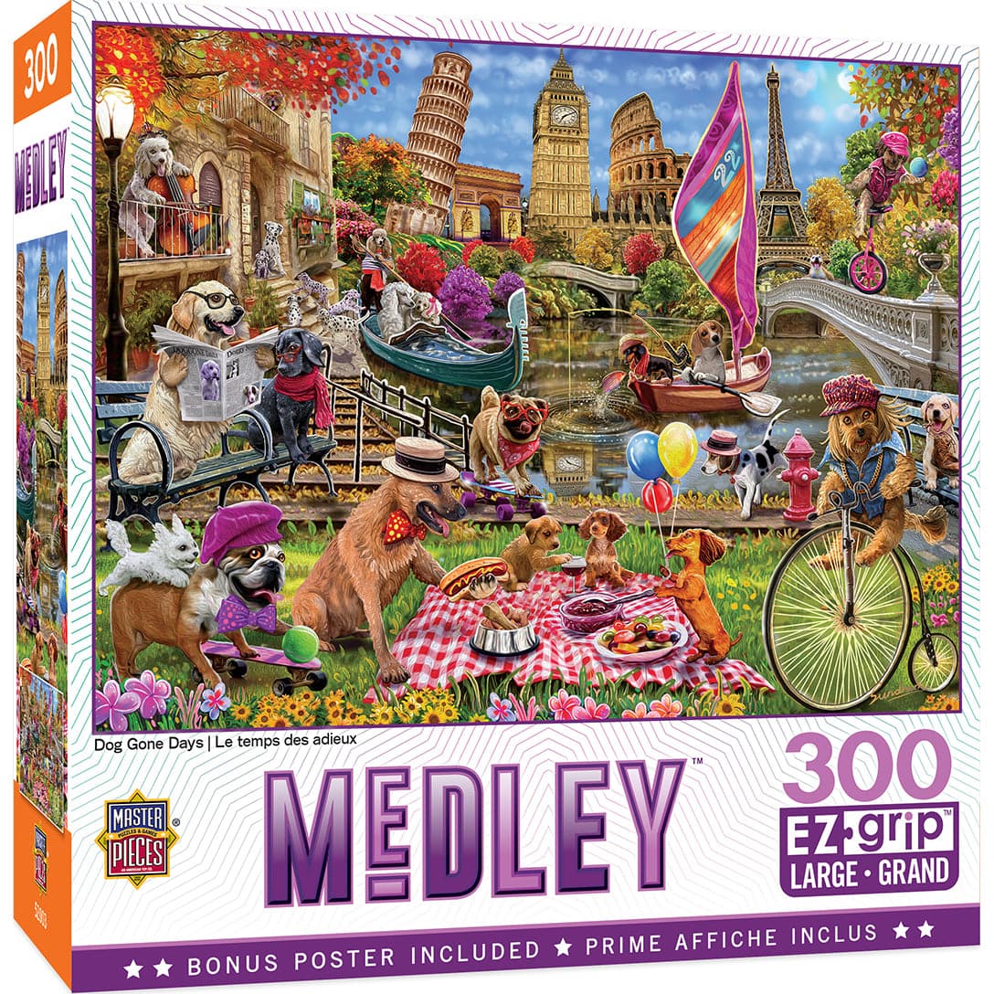 MasterPieces-Medley - Dog Gone Days - 300 Piece EzGrip Puzzle-32133-Legacy Toys