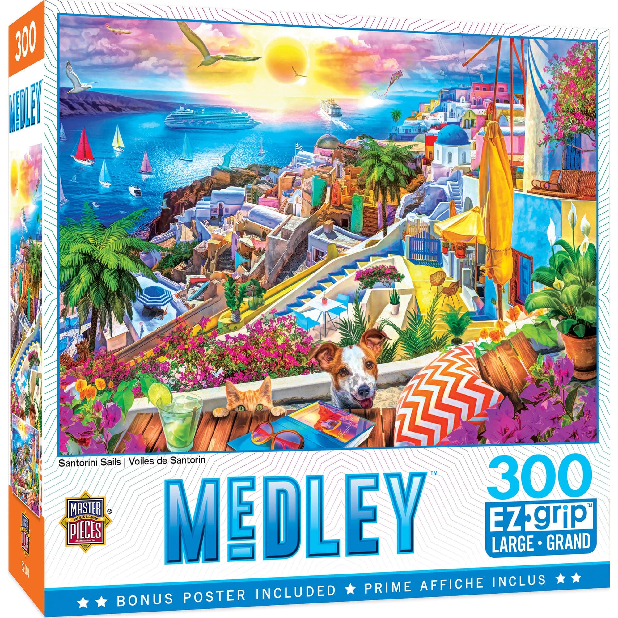 MasterPieces-Medley - Santorini Sails - 300 Piece EzGrip Puzzle-32181-Legacy Toys