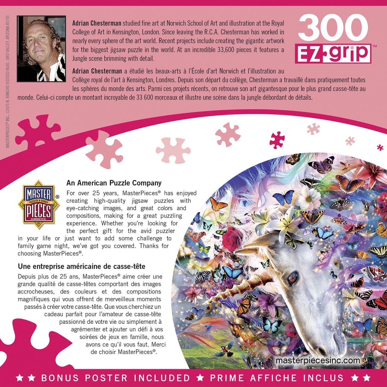 MasterPieces-Medley - Unicorns & Butterflies - 300 Piece EzGrip Puzzle-32033-Legacy Toys