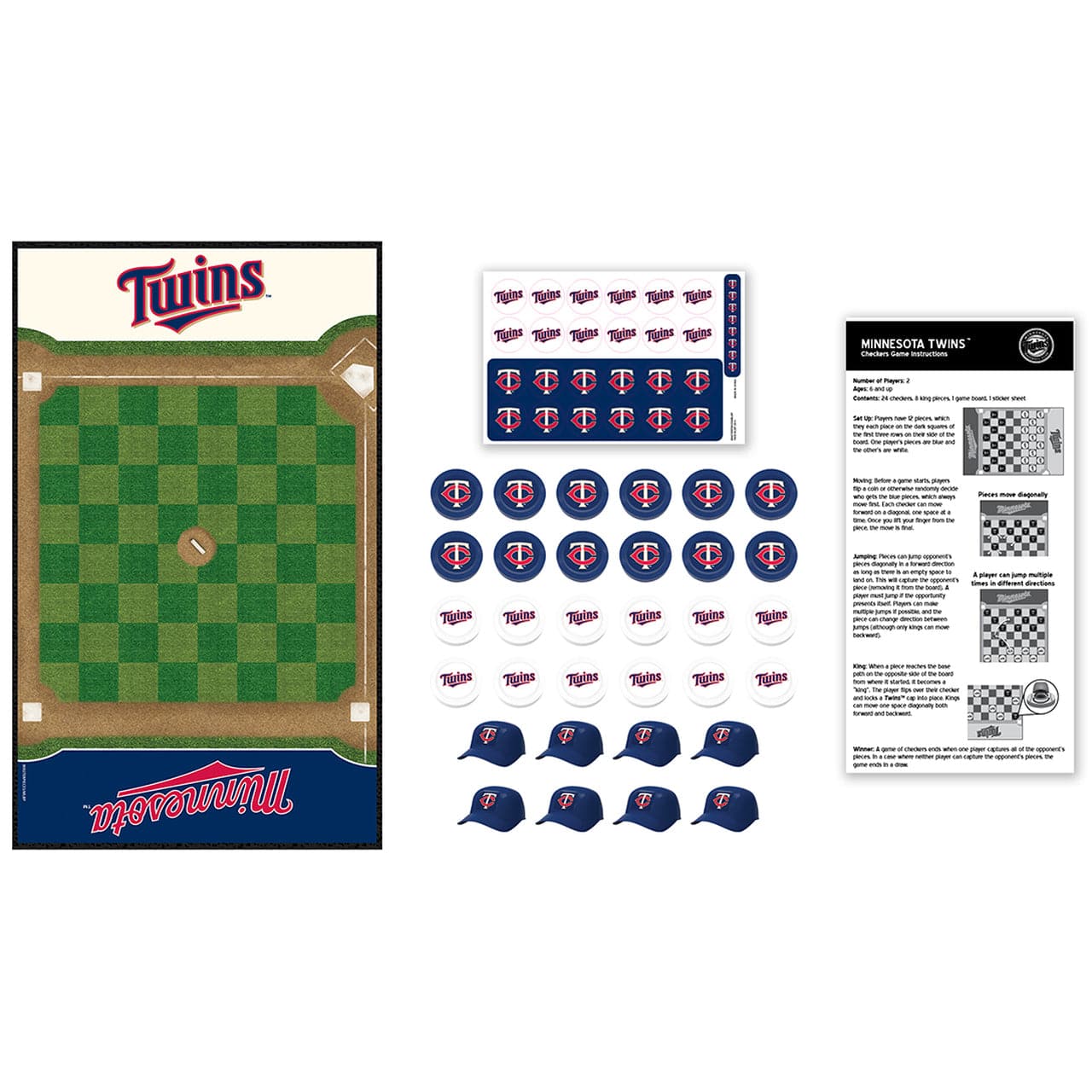 MasterPieces-Minnesota Twins Checkers Board Game-41554-Legacy Toys
