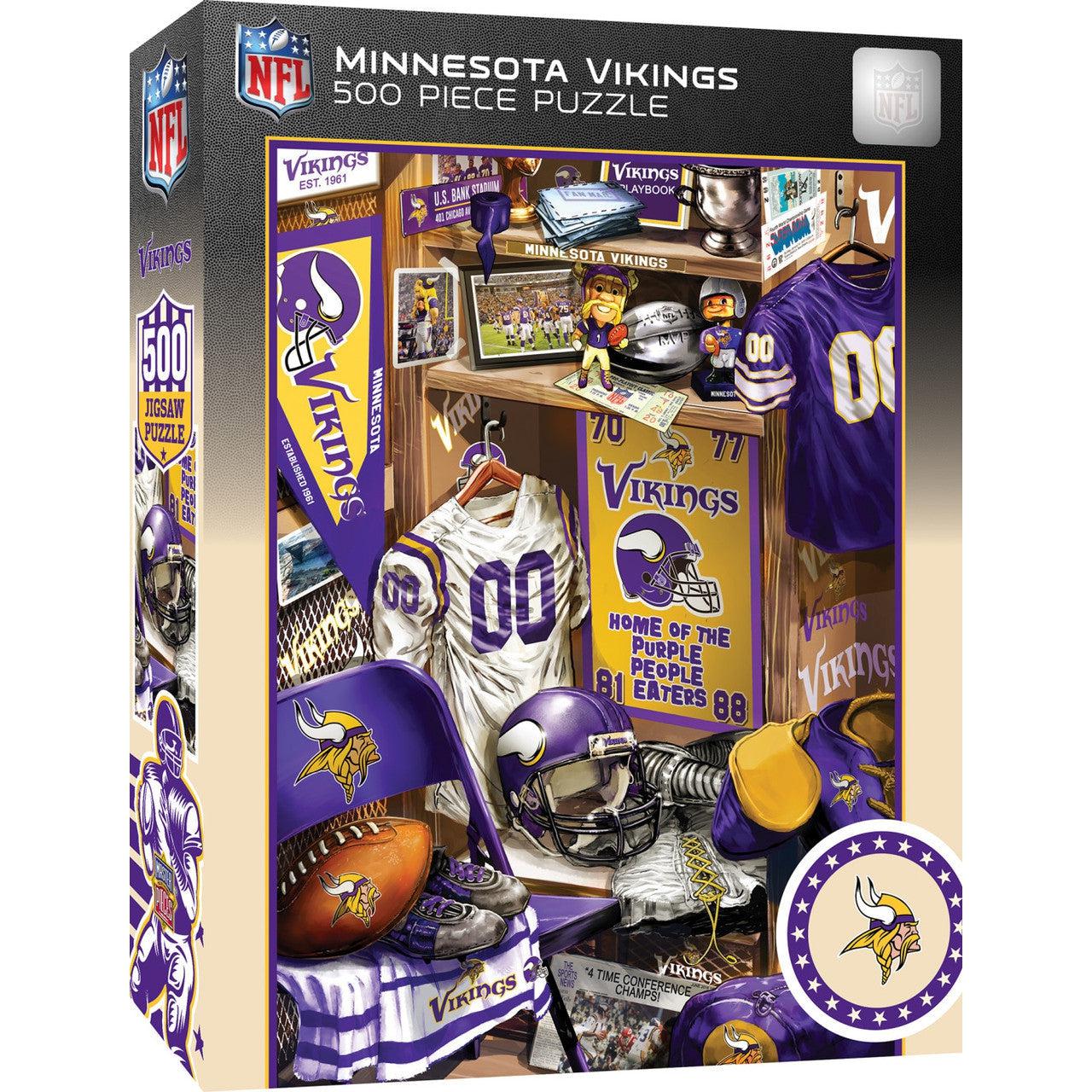 MasterPieces-Minnesota Vikings Locker Room - 500 Piece Puzzle-MIV1090-Legacy Toys