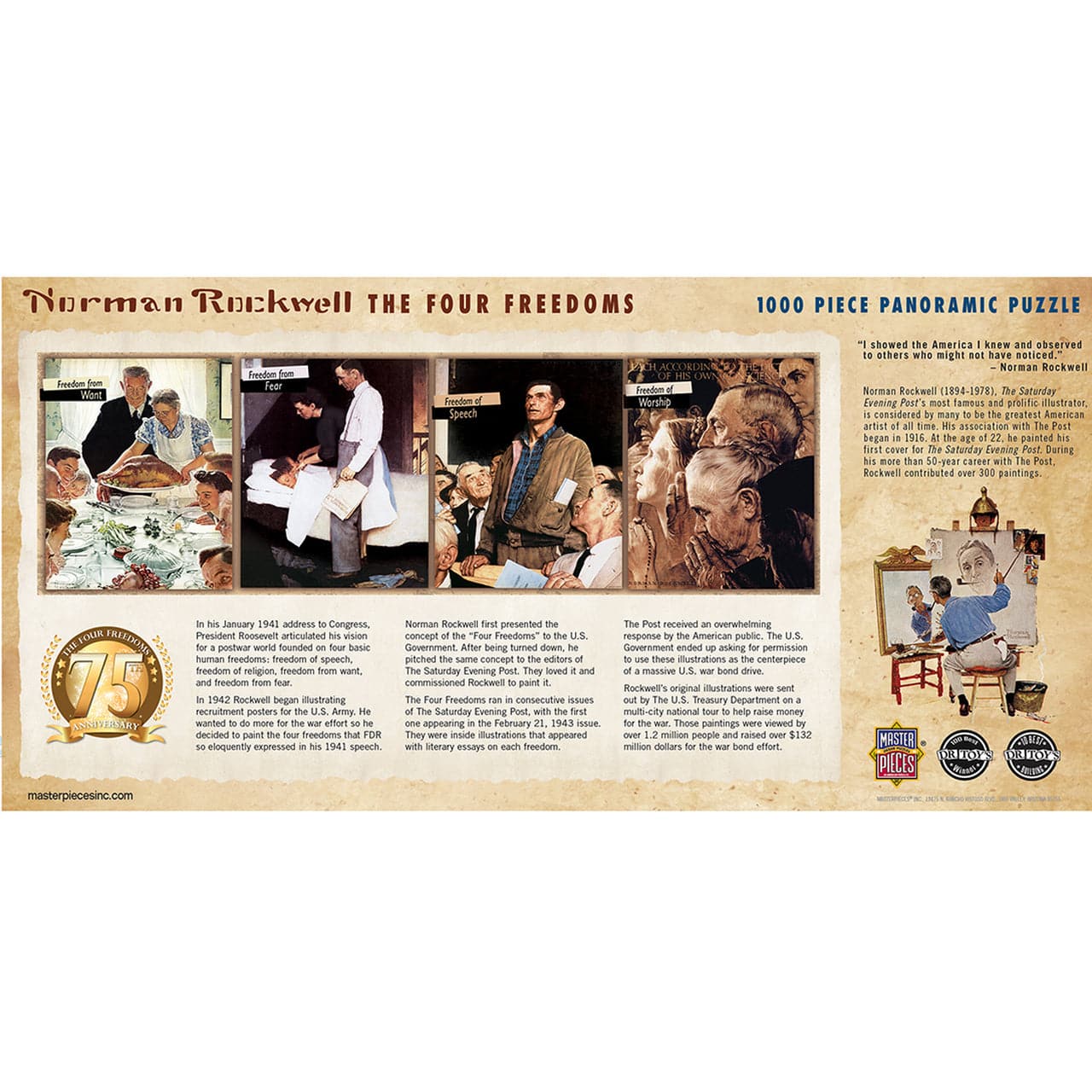MasterPieces-Norman Rockwell - Four Freedoms - 1000 Piece Puzzle-71817-Legacy Toys