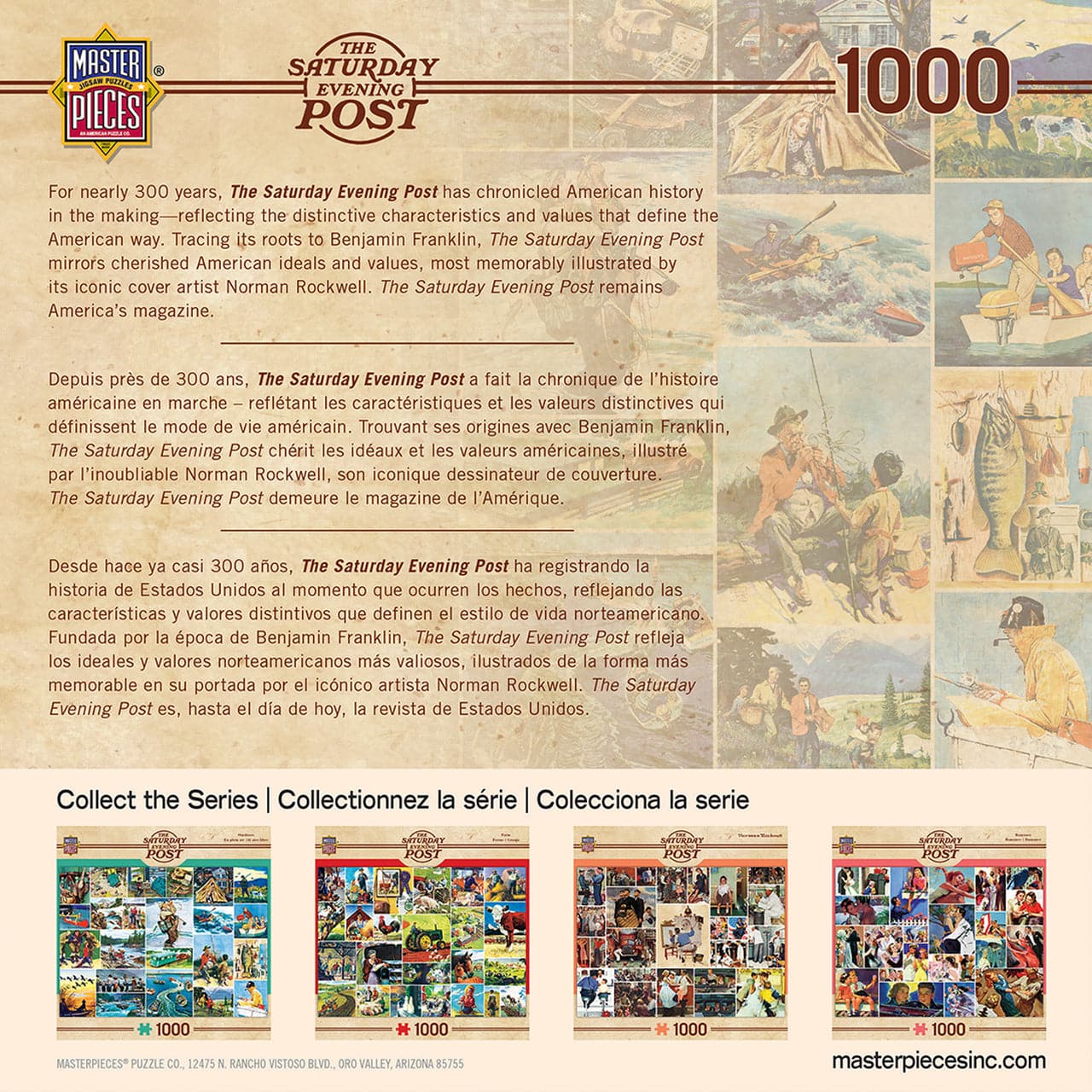 MasterPieces-Norman Rockwell - Outdoors Collage - 1000 Piece Puzzle-71807-Legacy Toys