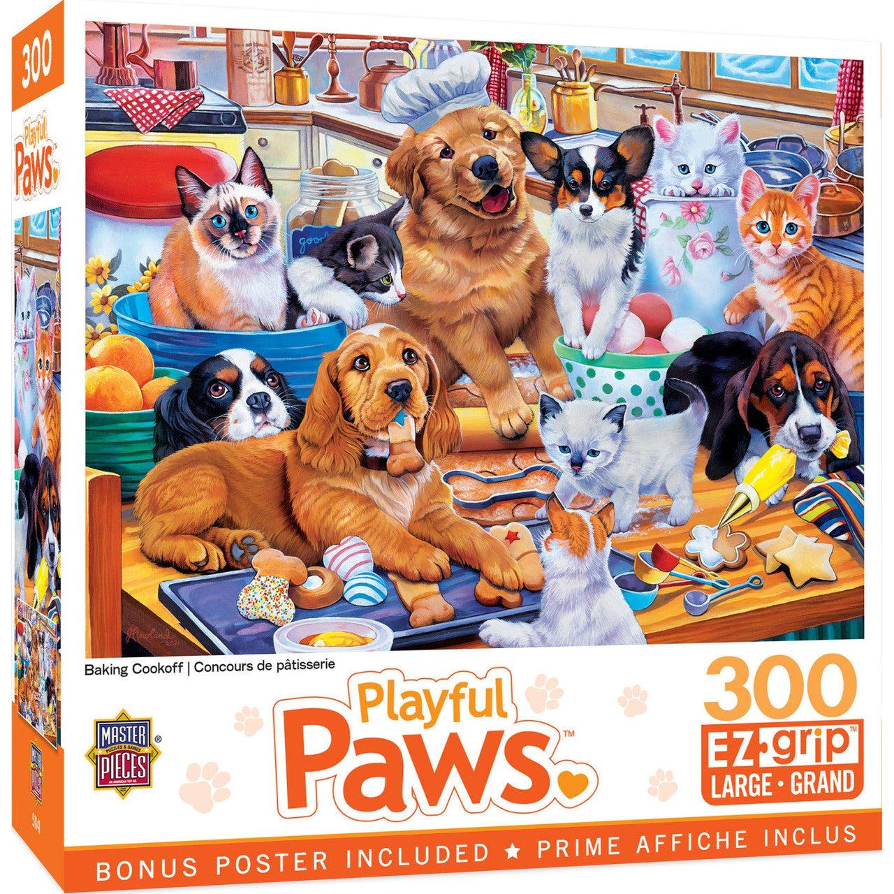 MasterPieces-Playful Paws - Baking Cookoff - 300 Piece EzGrip Puzzle-32226-Legacy Toys