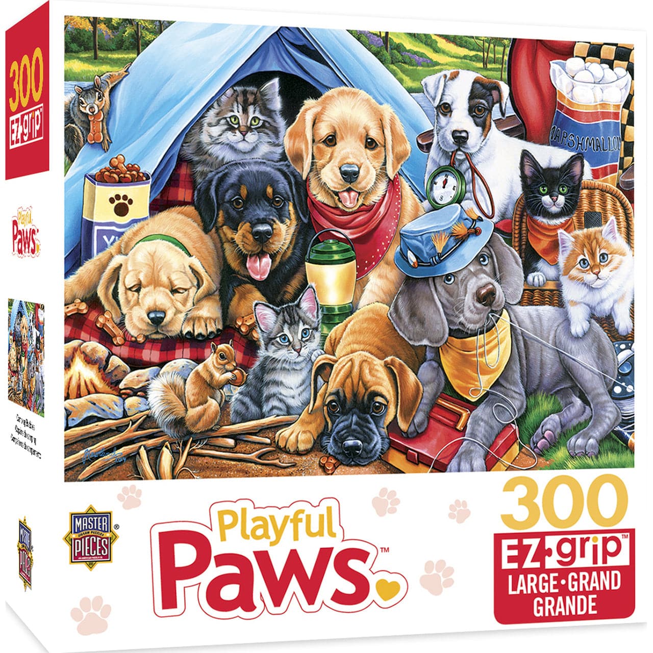 MasterPieces-Playful Paws - Camping Buddies - 300 Piece Piece EzGrip Puzzle-31724-Legacy Toys