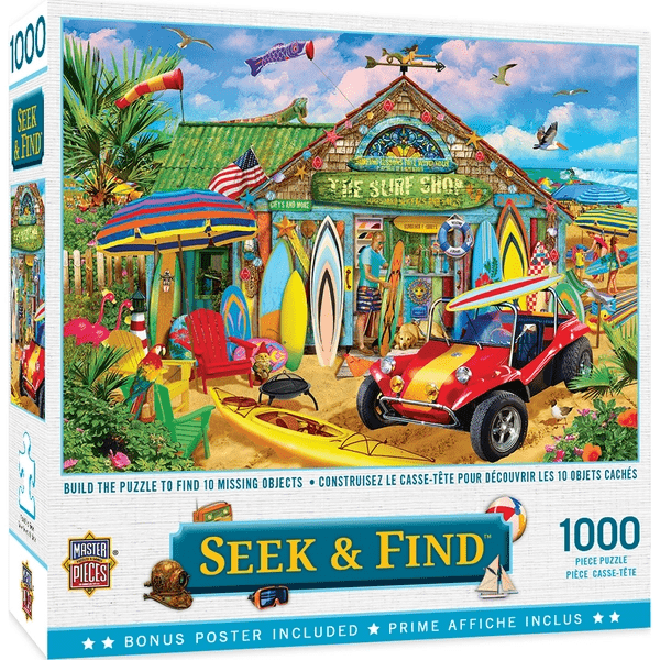 MasterPieces-Seek & Find - Beach Time Fun - 1000 Piece Puzzle-72001-Legacy Toys