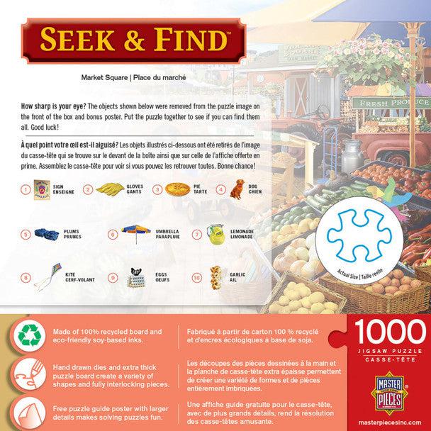 MasterPieces-Seek & Find - Market Square - 1000 Piece Puzzle-72002-Legacy Toys