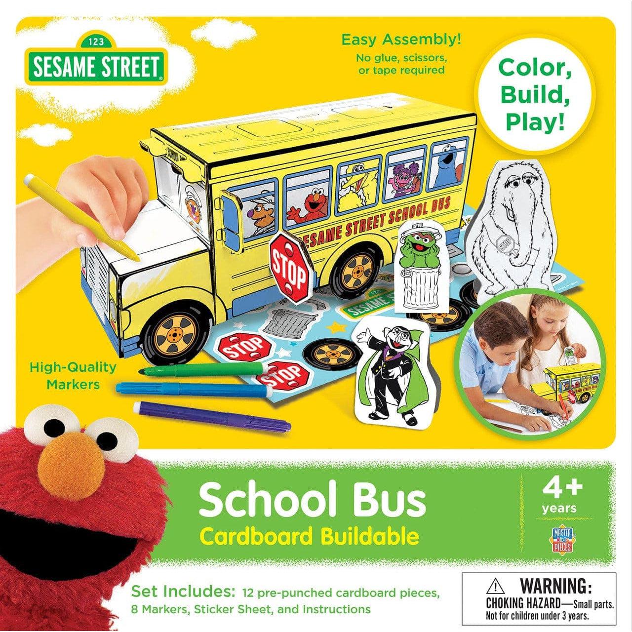 MasterPieces-Sesame Street - Buildable Cardboard Creations School Bus-22115-Legacy Toys