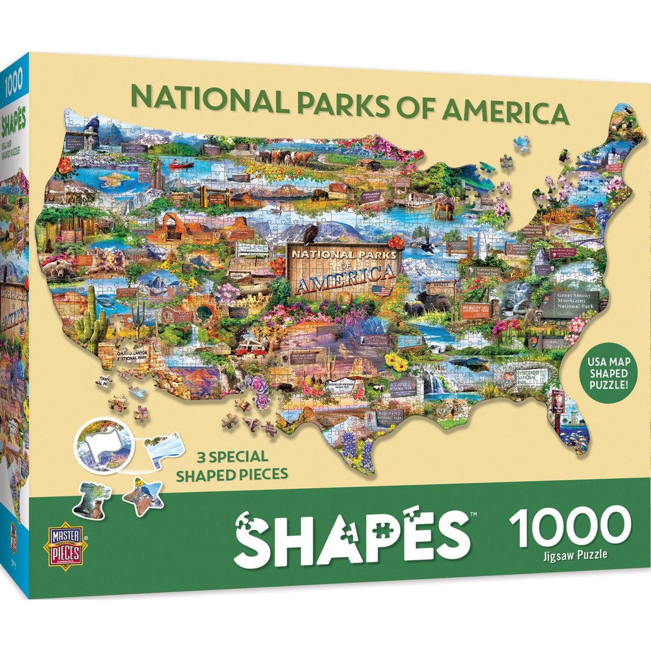 MasterPieces-Shapes - National Parks USA - 1000 Piece Shaped Puzzle-72356-Legacy Toys