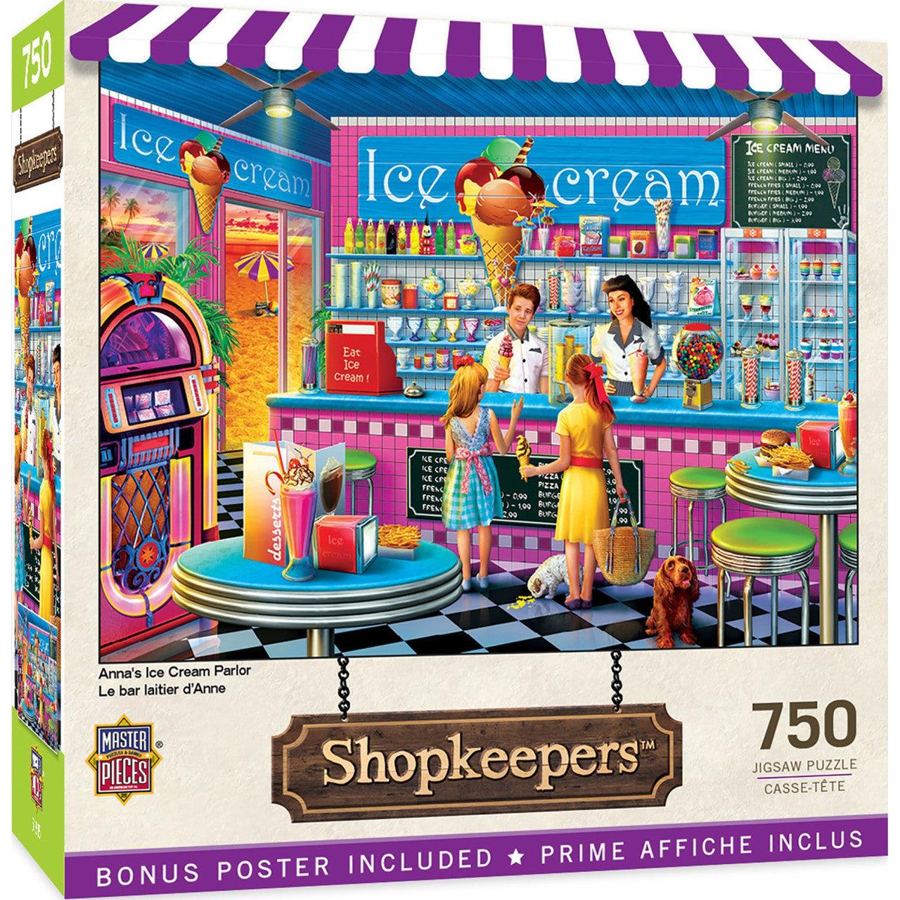 MasterPieces-Shopkeepers - Anna's Ice Cream Parlor - 750 Piece Puzzle-32011-Legacy Toys